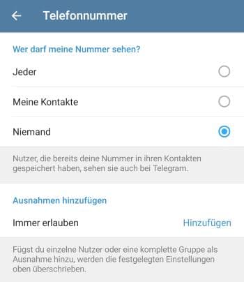 Kontakte nicht sichtbar telegram Android Kontakt