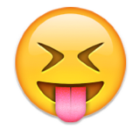 Emoji mit Augen zu und Zunge raus